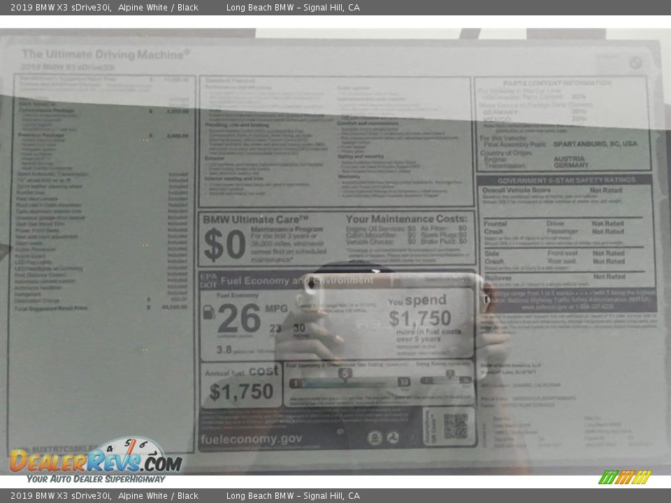 2019 BMW X3 sDrive30i Alpine White / Black Photo #10