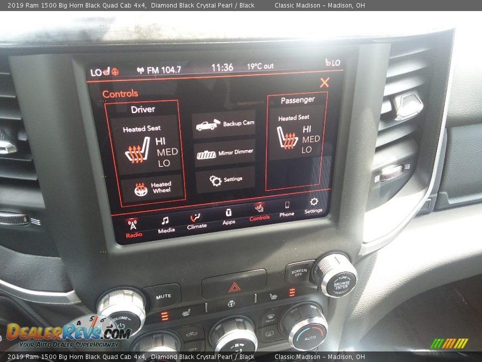 Controls of 2019 Ram 1500 Big Horn Black Quad Cab 4x4 Photo #8