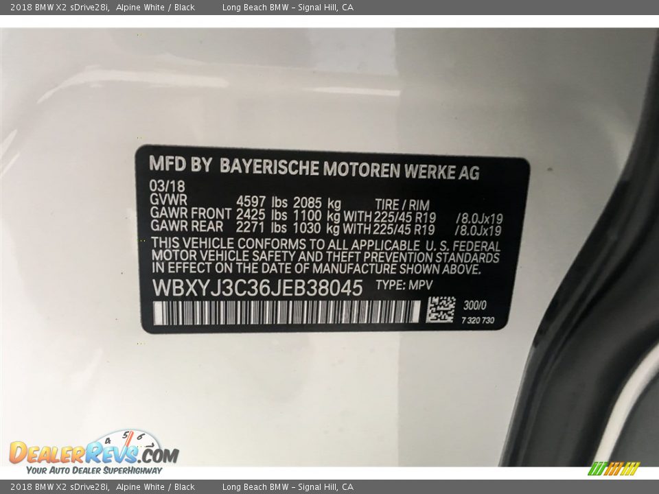 2018 BMW X2 sDrive28i Alpine White / Black Photo #11