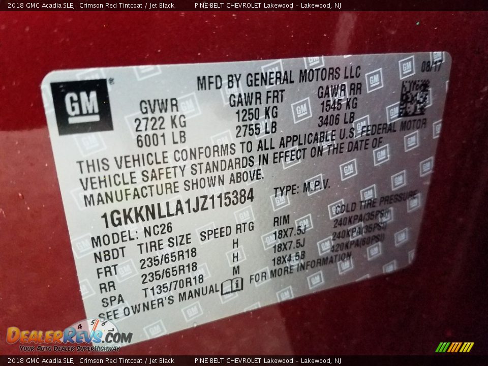 2018 GMC Acadia SLE Crimson Red Tintcoat / Jet Black Photo #4