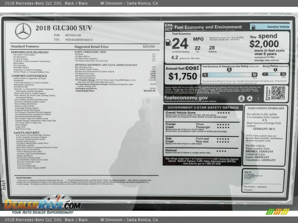 2018 Mercedes-Benz GLC 300 Black / Black Photo #10