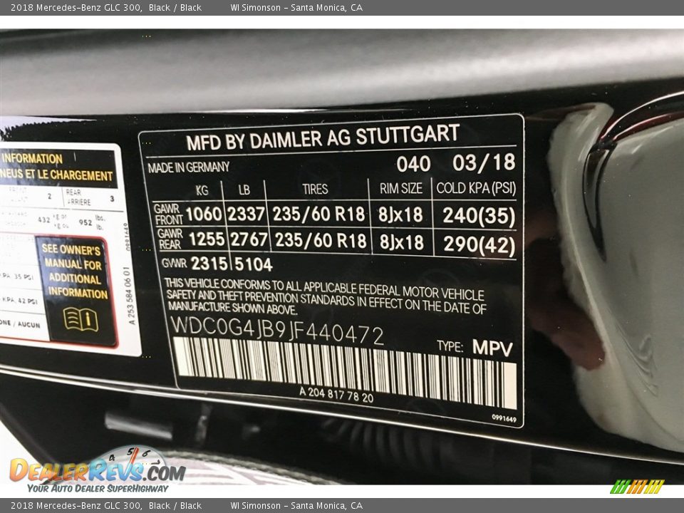 2018 Mercedes-Benz GLC 300 Black / Black Photo #11