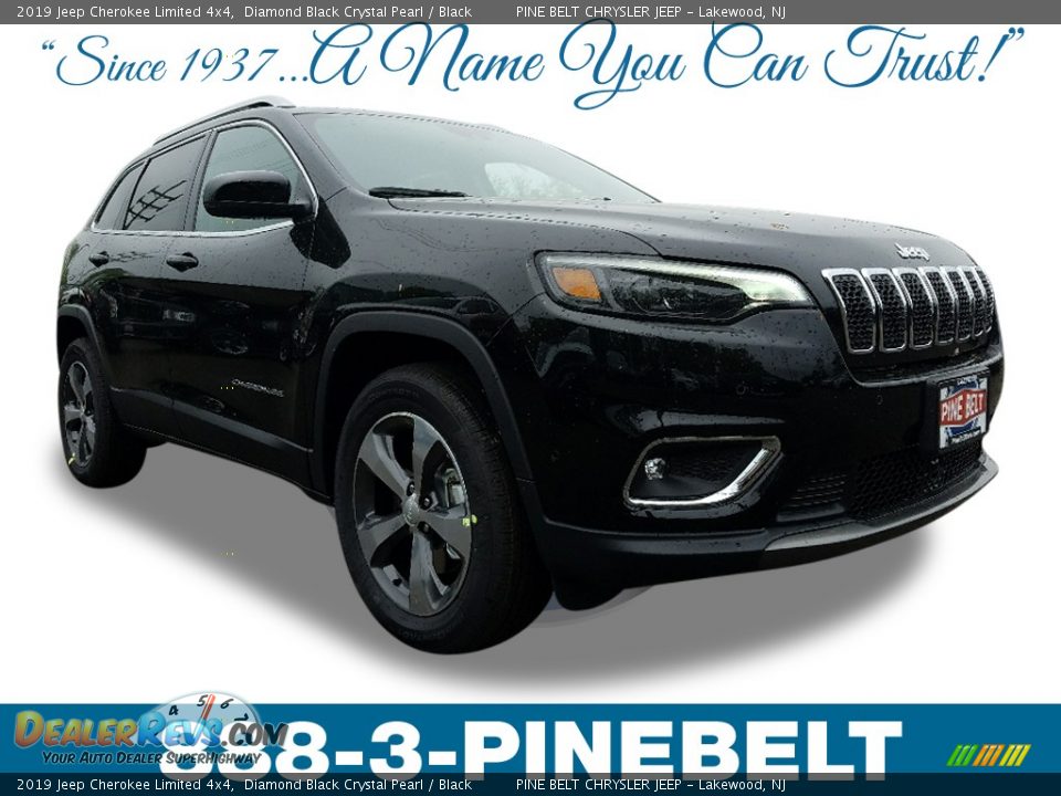2019 Jeep Cherokee Limited 4x4 Diamond Black Crystal Pearl / Black Photo #1