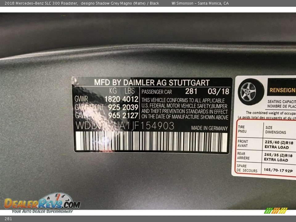 281 - 2018 Mercedes-Benz SLC