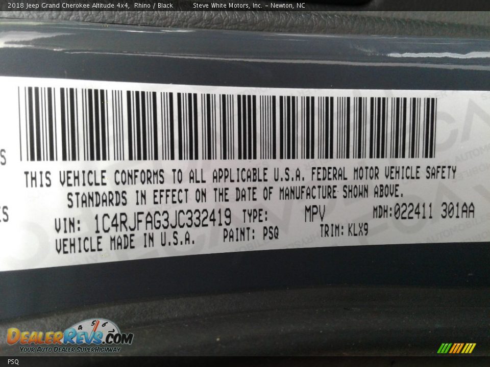 Jeep Color Code PSQ Rhino