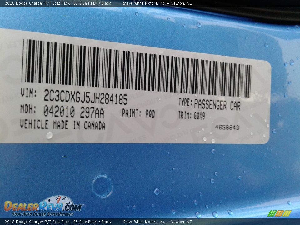 2018 Dodge Charger R/T Scat Pack B5 Blue Pearl / Black Photo #29