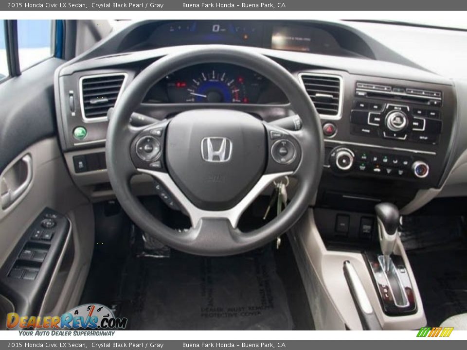 2015 Honda Civic LX Sedan Crystal Black Pearl / Gray Photo #5