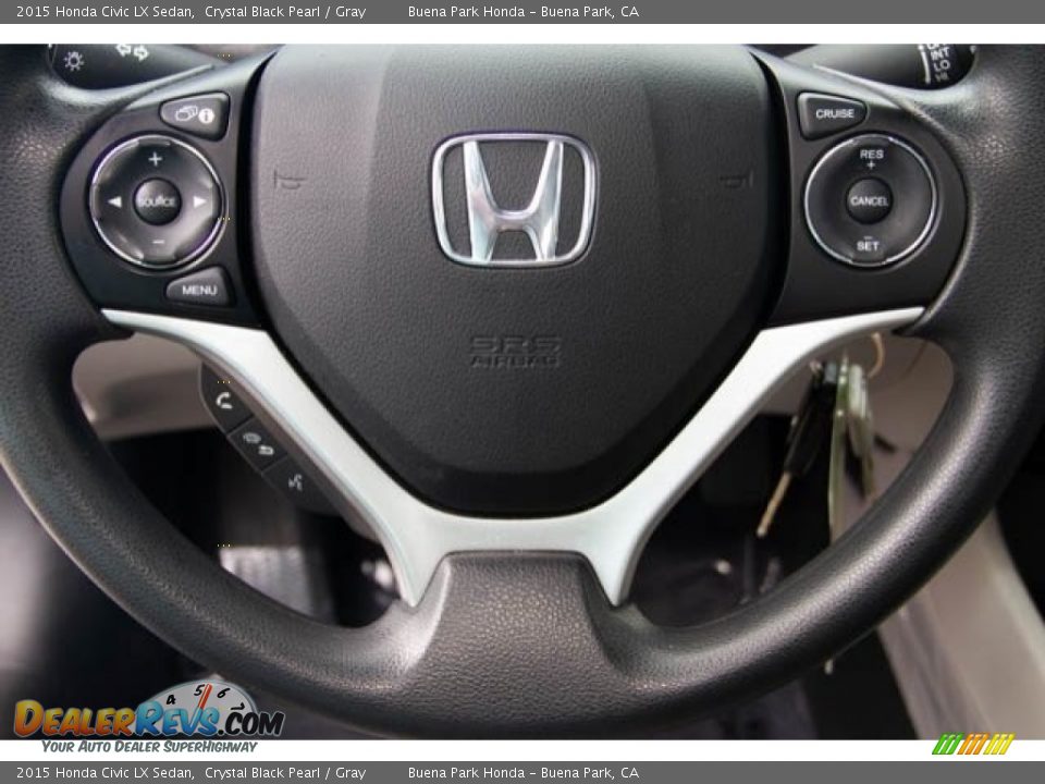 2015 Honda Civic LX Sedan Crystal Black Pearl / Gray Photo #14