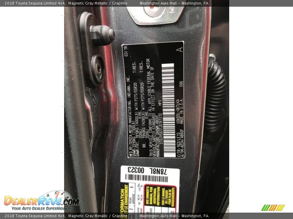 2018 Toyota Sequoia Limited 4x4 Magnetic Gray Metallic / Graphite Photo #23