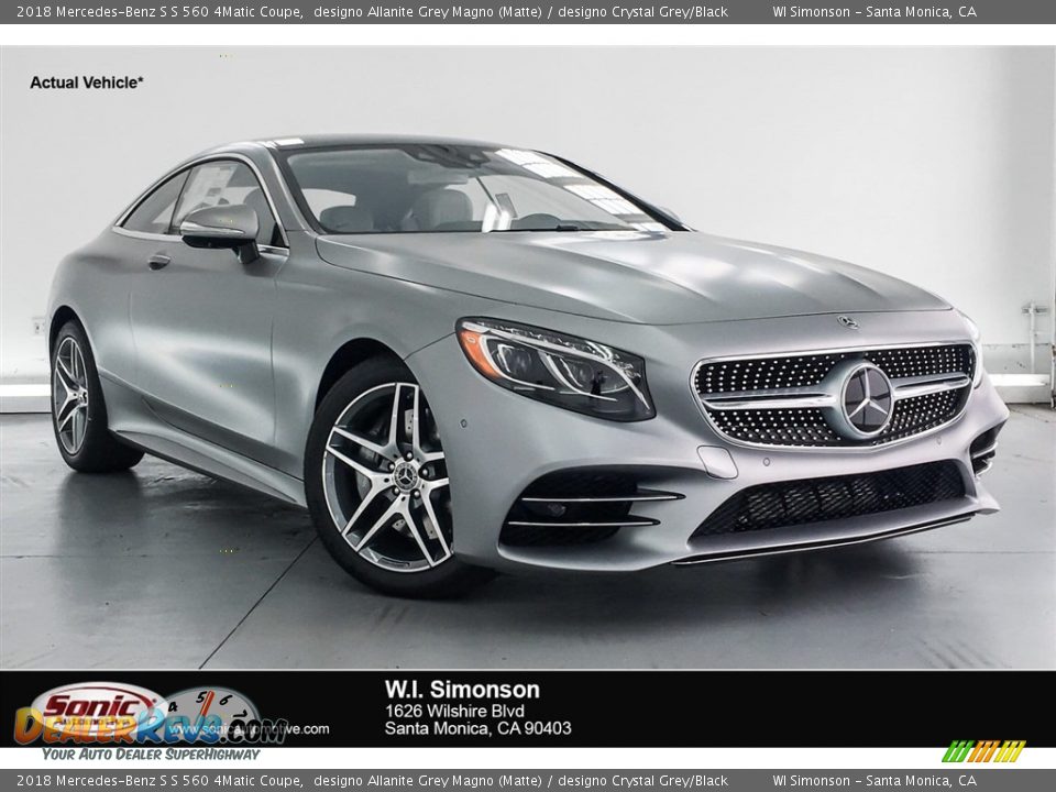 2018 Mercedes-Benz S S 560 4Matic Coupe designo Allanite Grey Magno (Matte) / designo Crystal Grey/Black Photo #1