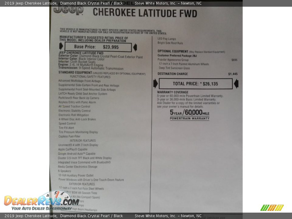 2019 Jeep Cherokee Latitude Diamond Black Crystal Pearl / Black Photo #27