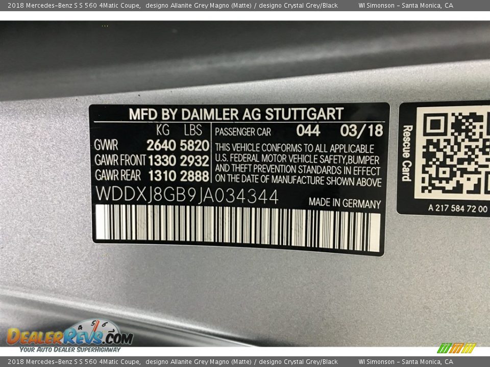 2018 Mercedes-Benz S S 560 4Matic Coupe designo Allanite Grey Magno (Matte) / designo Crystal Grey/Black Photo #23