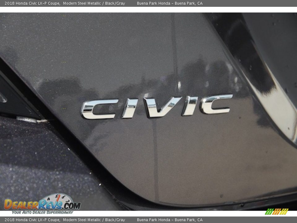2018 Honda Civic LX-P Coupe Modern Steel Metallic / Black/Gray Photo #3