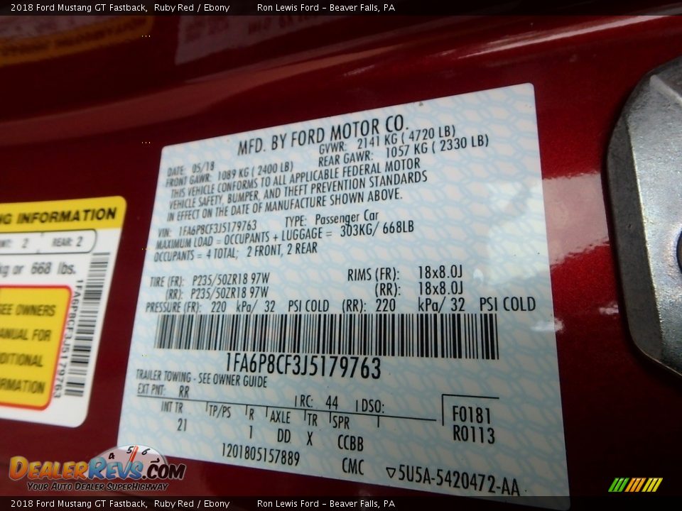 2018 Ford Mustang GT Fastback Ruby Red / Ebony Photo #15
