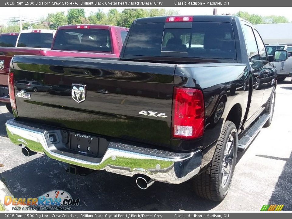 2018 Ram 1500 Big Horn Crew Cab 4x4 Brilliant Black Crystal Pearl / Black/Diesel Gray Photo #2