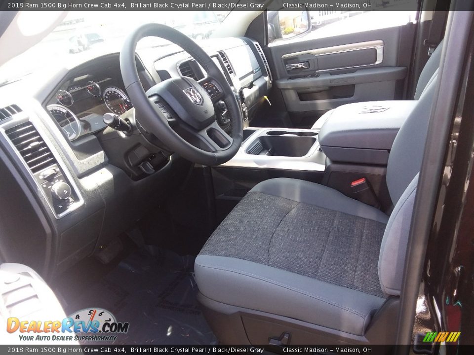 2018 Ram 1500 Big Horn Crew Cab 4x4 Brilliant Black Crystal Pearl / Black/Diesel Gray Photo #3