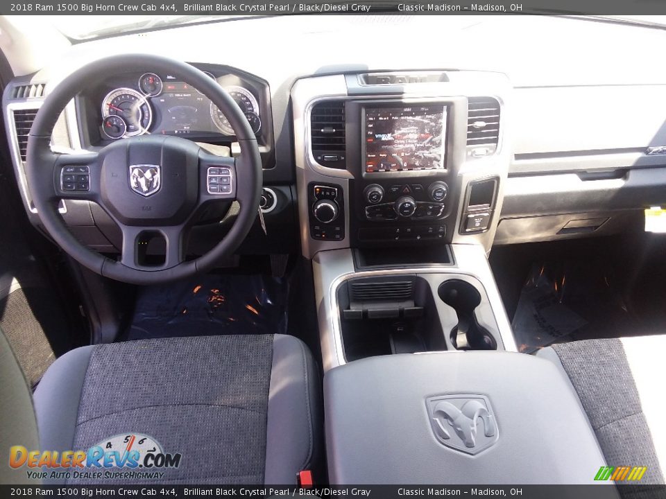 2018 Ram 1500 Big Horn Crew Cab 4x4 Brilliant Black Crystal Pearl / Black/Diesel Gray Photo #5
