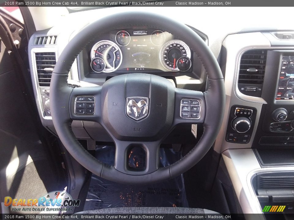 2018 Ram 1500 Big Horn Crew Cab 4x4 Brilliant Black Crystal Pearl / Black/Diesel Gray Photo #6