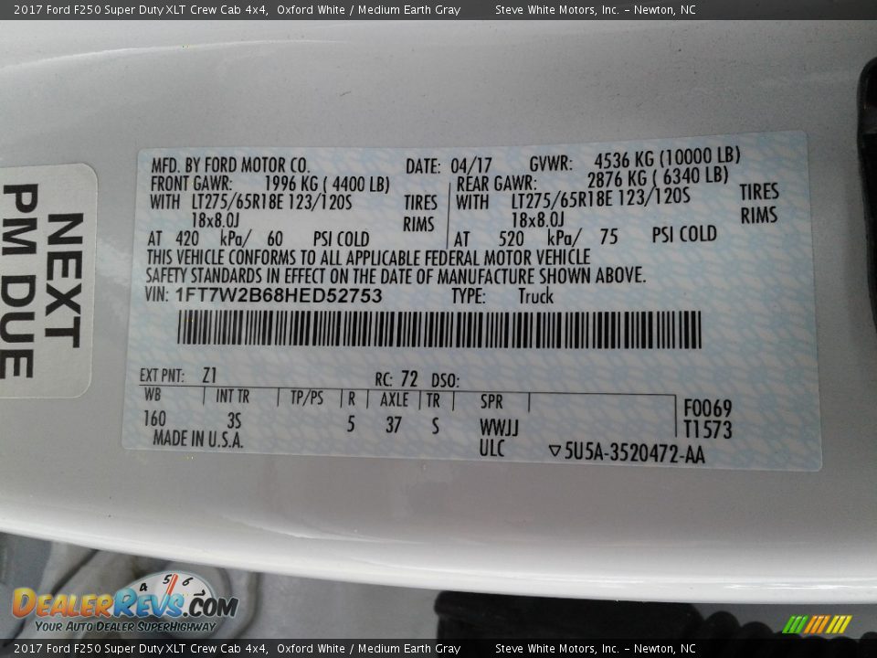 2017 Ford F250 Super Duty XLT Crew Cab 4x4 Oxford White / Medium Earth Gray Photo #27