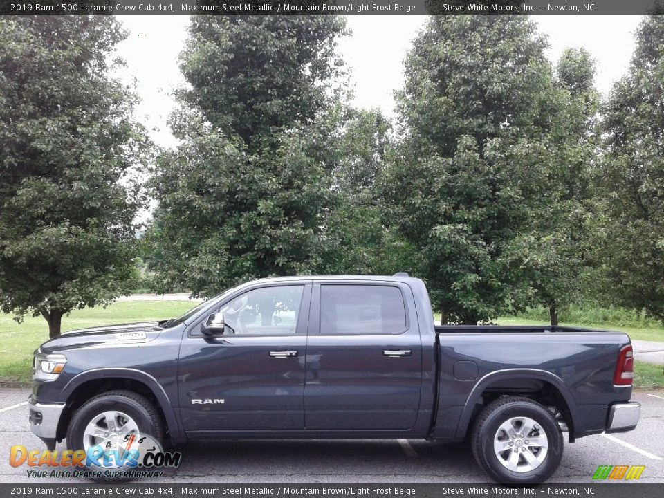 2019 Ram 1500 Laramie Crew Cab 4x4 Maximum Steel Metallic / Mountain Brown/Light Frost Beige Photo #1