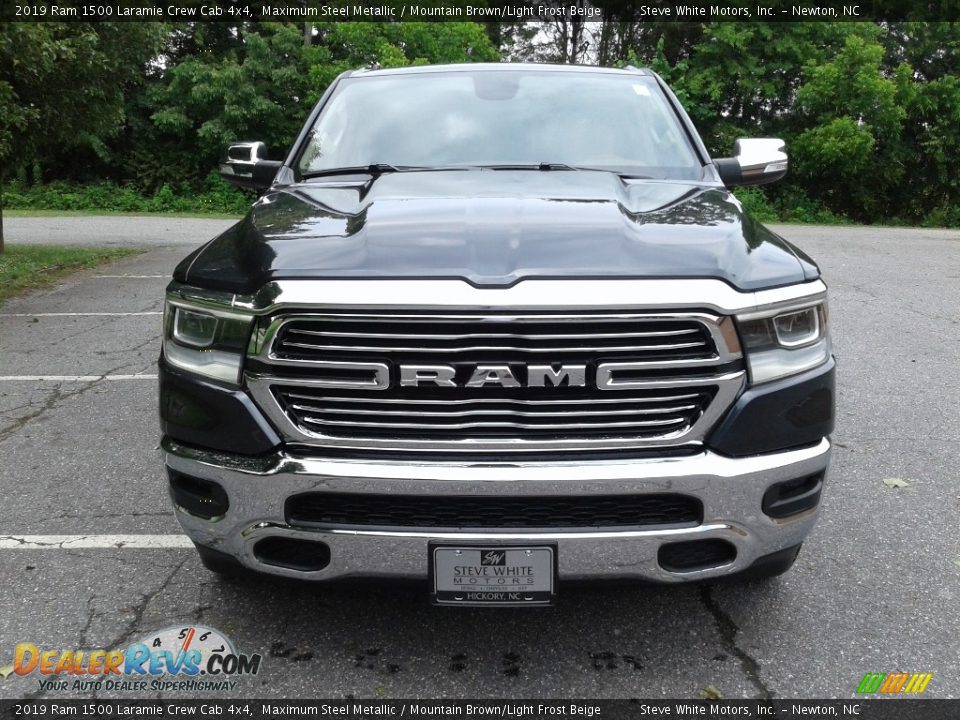 2019 Ram 1500 Laramie Crew Cab 4x4 Maximum Steel Metallic / Mountain Brown/Light Frost Beige Photo #3