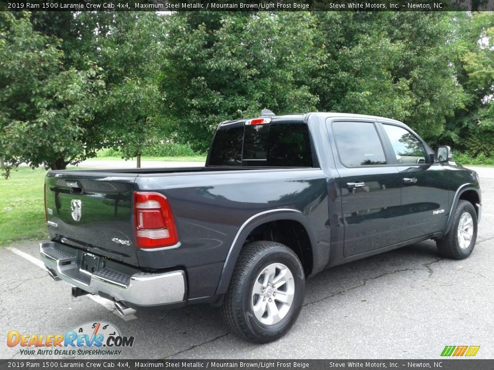 2019 Ram 1500 Laramie Crew Cab 4x4 Maximum Steel Metallic / Mountain Brown/Light Frost Beige Photo #6
