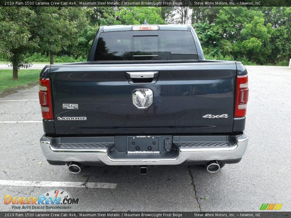 2019 Ram 1500 Laramie Crew Cab 4x4 Maximum Steel Metallic / Mountain Brown/Light Frost Beige Photo #7