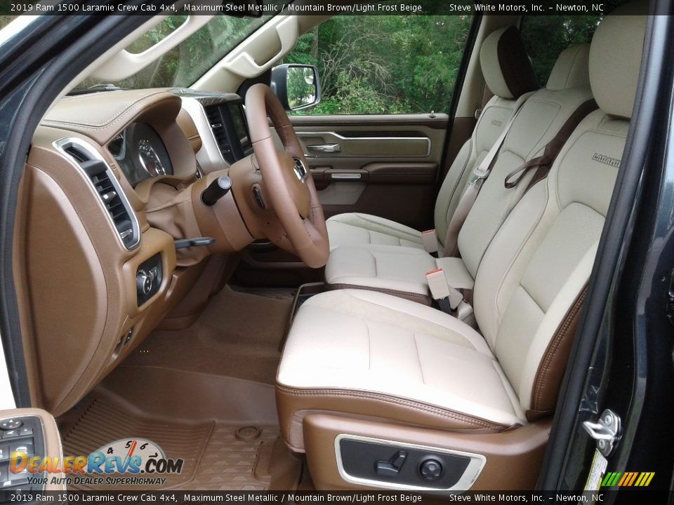 2019 Ram 1500 Laramie Crew Cab 4x4 Maximum Steel Metallic / Mountain Brown/Light Frost Beige Photo #10