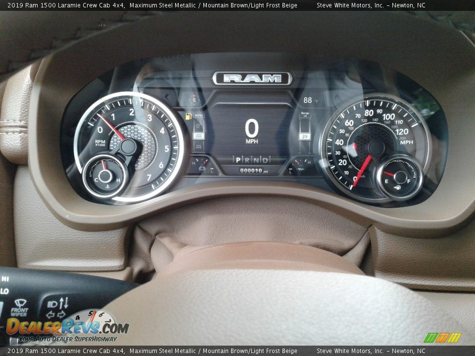 2019 Ram 1500 Laramie Crew Cab 4x4 Maximum Steel Metallic / Mountain Brown/Light Frost Beige Photo #22