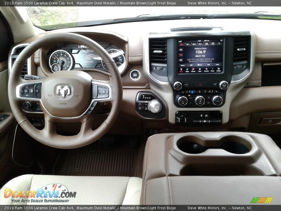 2019 Ram 1500 Laramie Crew Cab 4x4 Maximum Steel Metallic / Mountain Brown/Light Frost Beige Photo #33
