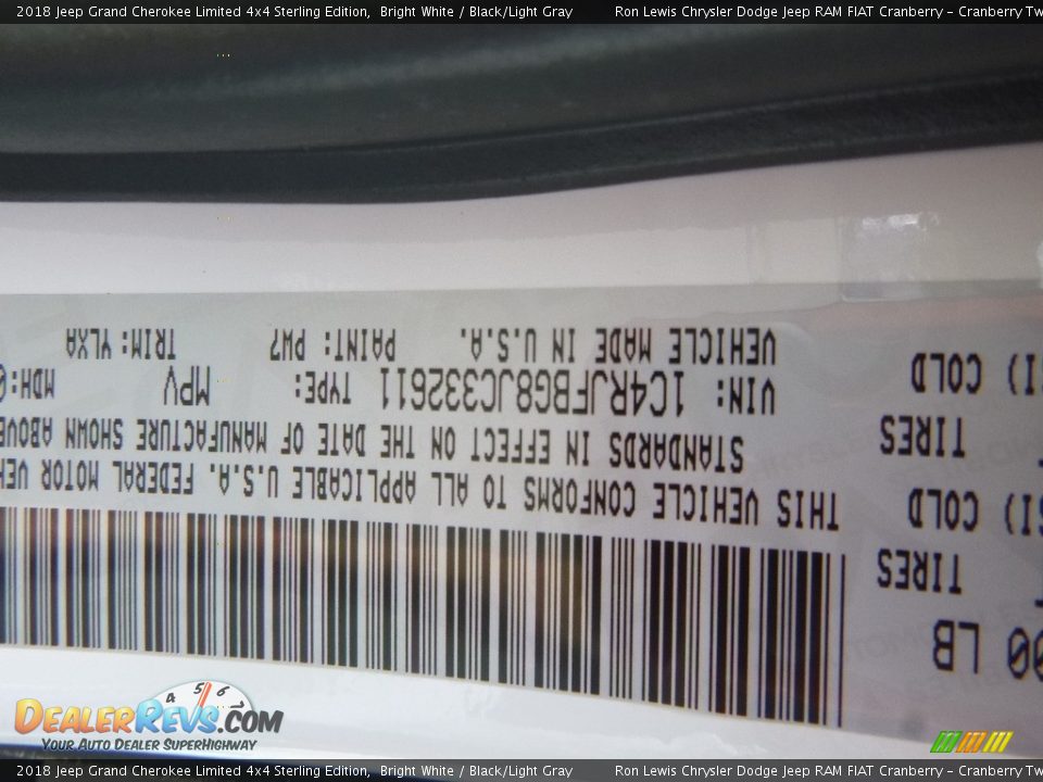 2018 Jeep Grand Cherokee Limited 4x4 Sterling Edition Bright White / Black/Light Gray Photo #14