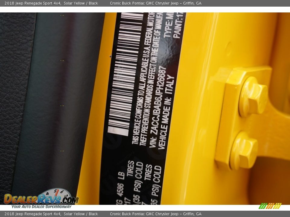 2018 Jeep Renegade Sport 4x4 Solar Yellow / Black Photo #15