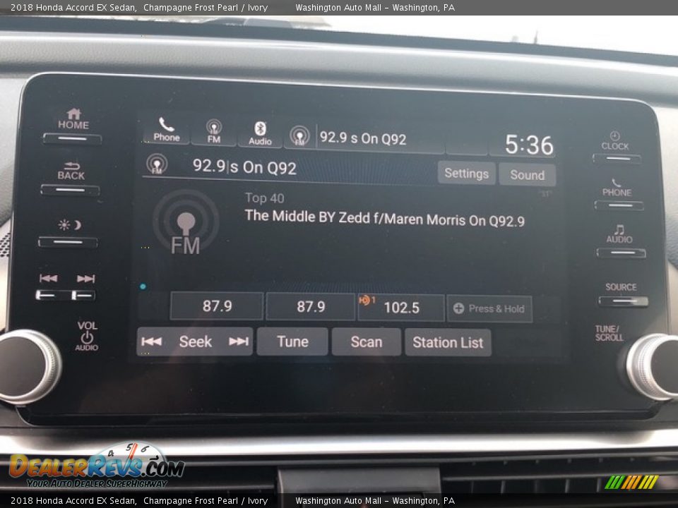 2018 Honda Accord EX Sedan Champagne Frost Pearl / Ivory Photo #17