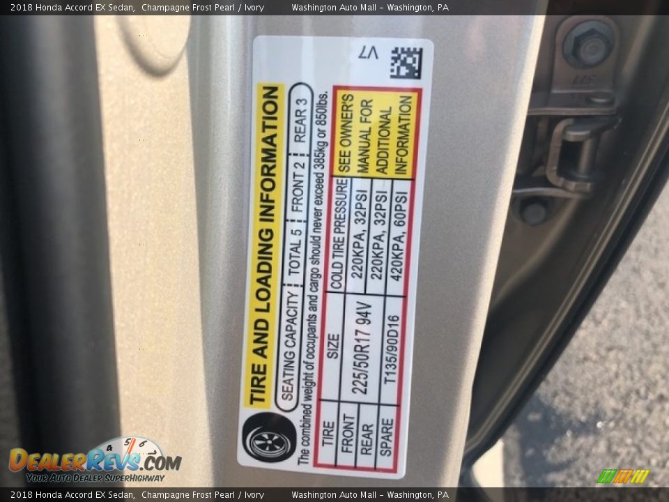 2018 Honda Accord EX Sedan Champagne Frost Pearl / Ivory Photo #26
