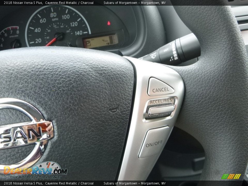 2018 Nissan Versa S Plus Cayenne Red Metallic / Charcoal Photo #18