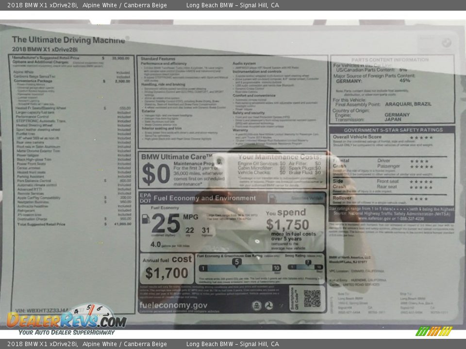 2018 BMW X1 xDrive28i Alpine White / Canberra Beige Photo #10