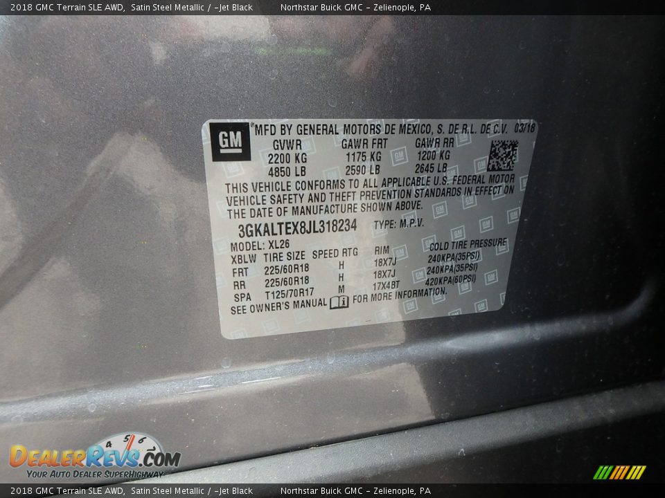 2018 GMC Terrain SLE AWD Satin Steel Metallic / ­Jet Black Photo #15