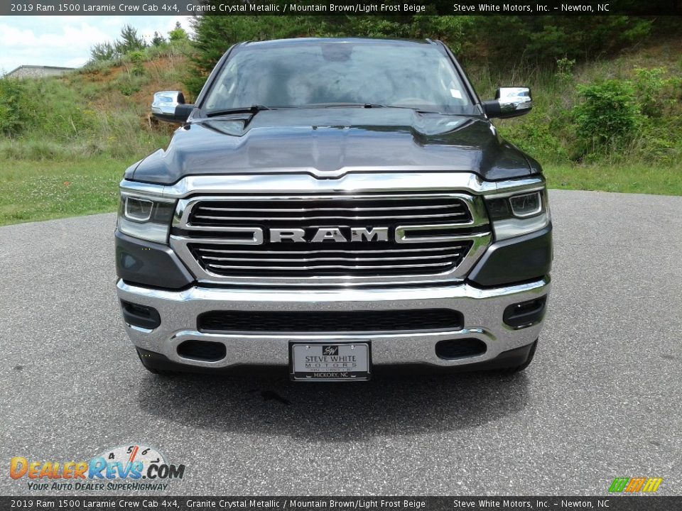 2019 Ram 1500 Laramie Crew Cab 4x4 Granite Crystal Metallic / Mountain Brown/Light Frost Beige Photo #3
