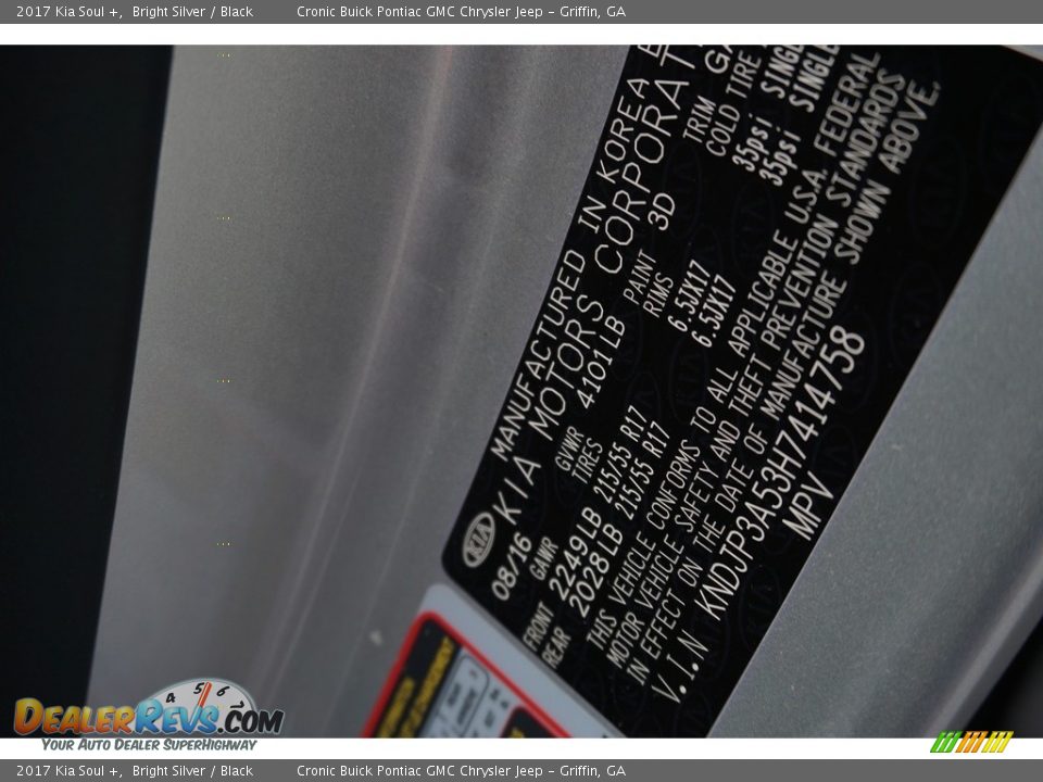 2017 Kia Soul + Bright Silver / Black Photo #19