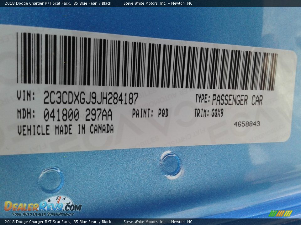 2018 Dodge Charger R/T Scat Pack B5 Blue Pearl / Black Photo #32