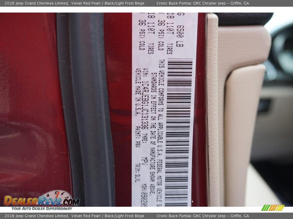 2018 Jeep Grand Cherokee Limited Velvet Red Pearl / Black/Light Frost Beige Photo #19