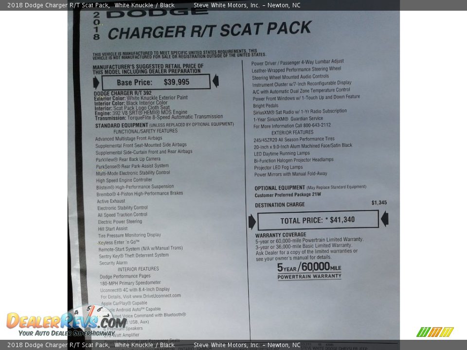 2018 Dodge Charger R/T Scat Pack White Knuckle / Black Photo #33