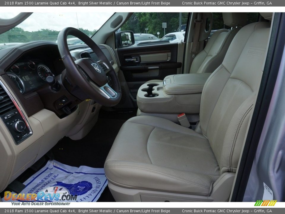 2018 Ram 1500 Laramie Quad Cab 4x4 Bright Silver Metallic / Canyon Brown/Light Frost Beige Photo #4