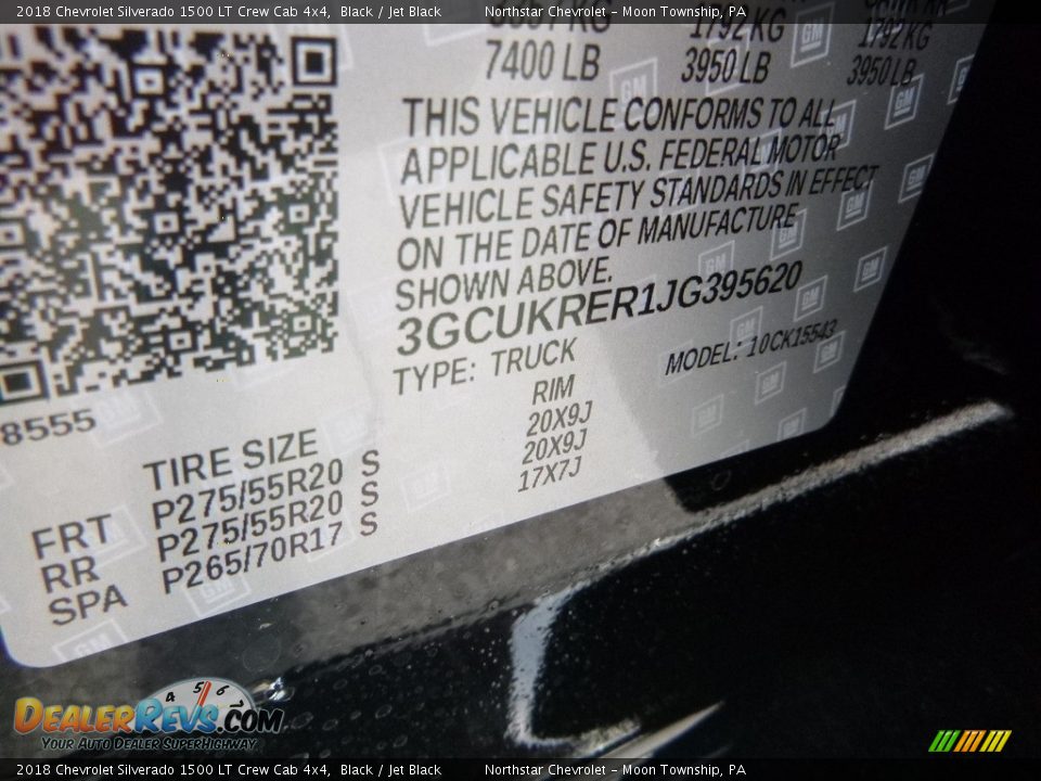 2018 Chevrolet Silverado 1500 LT Crew Cab 4x4 Black / Jet Black Photo #16