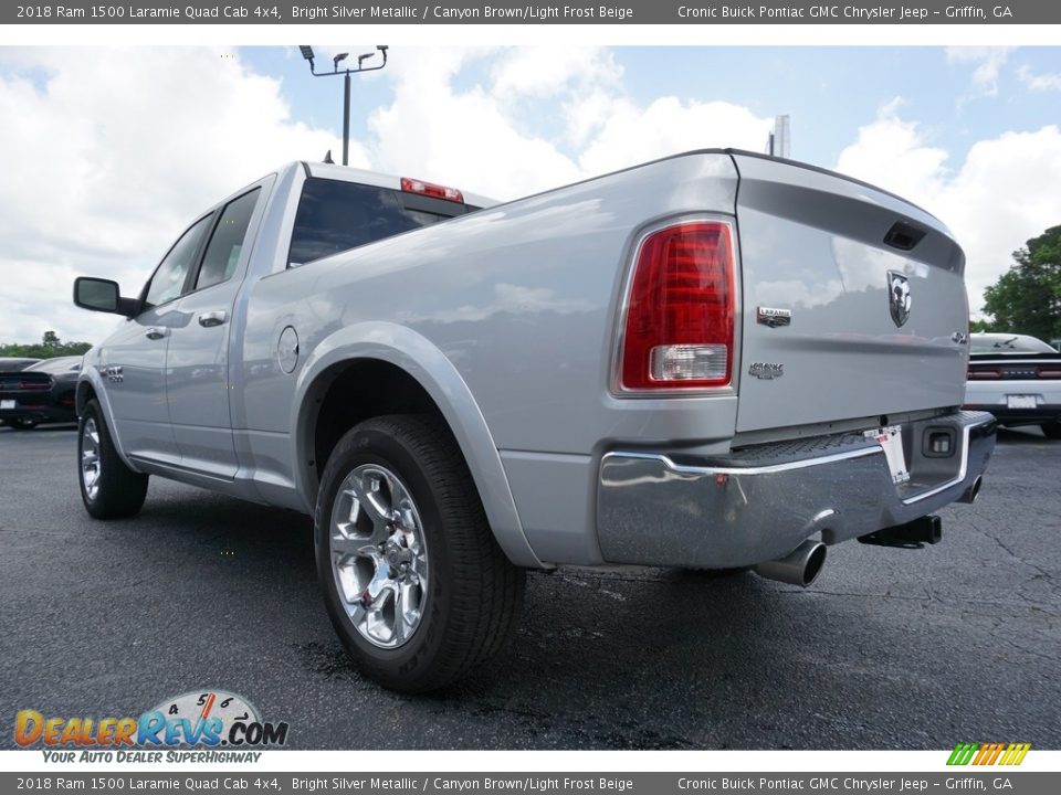 2018 Ram 1500 Laramie Quad Cab 4x4 Bright Silver Metallic / Canyon Brown/Light Frost Beige Photo #11