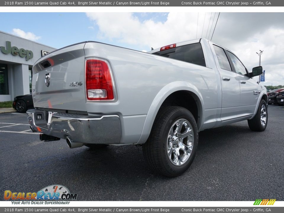 2018 Ram 1500 Laramie Quad Cab 4x4 Bright Silver Metallic / Canyon Brown/Light Frost Beige Photo #13