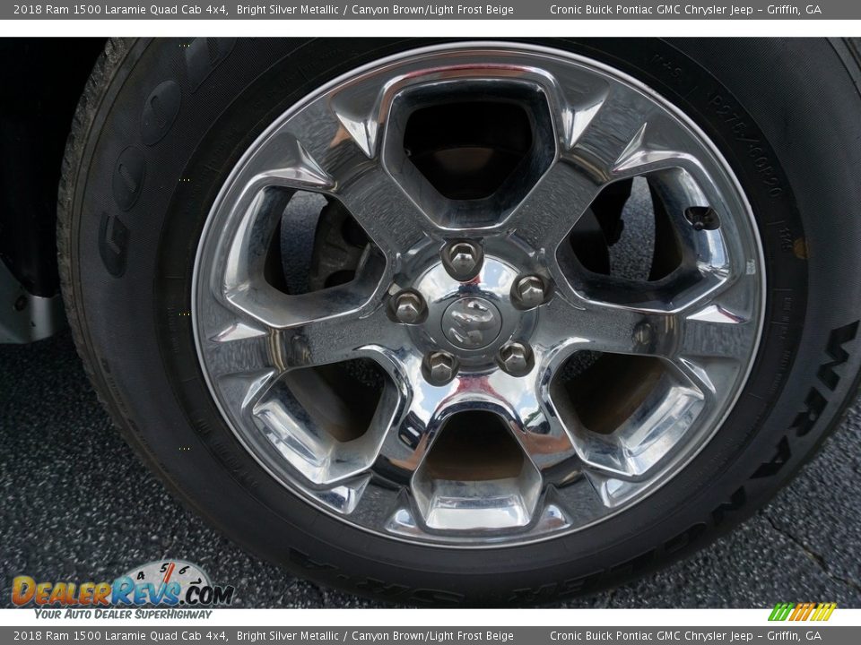 2018 Ram 1500 Laramie Quad Cab 4x4 Bright Silver Metallic / Canyon Brown/Light Frost Beige Photo #15