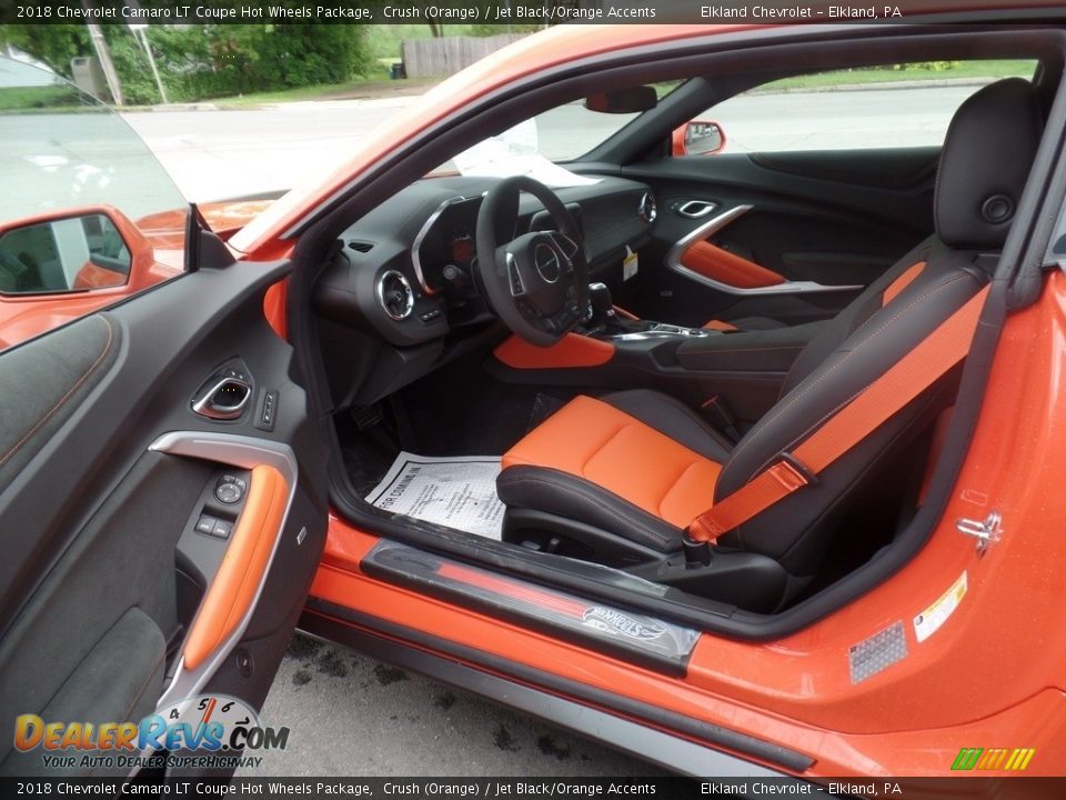 Jet Black/Orange Accents Interior - 2018 Chevrolet Camaro LT Coupe Hot Wheels Package Photo #22