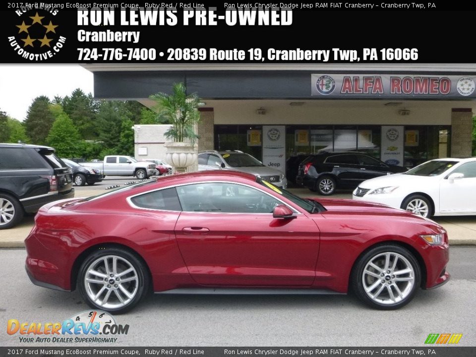 2017 Ford Mustang EcoBoost Premium Coupe Ruby Red / Red Line Photo #1