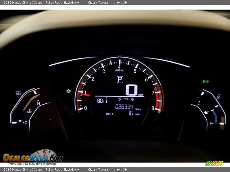 2016 Honda Civic LX Coupe Rallye Red / Black/Ivory Photo #8